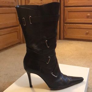 Calf height stiletto boots
